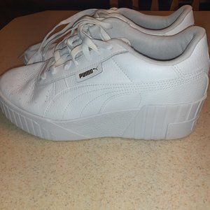 PUMA Cali Wedge White Athletic Platform Shoes 373438-01 Women's Size 9.5